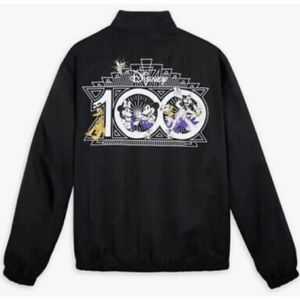 Disney Jacket Adult M Medium Black 100th Anniversary Windbreaker Mickey Zip NWT